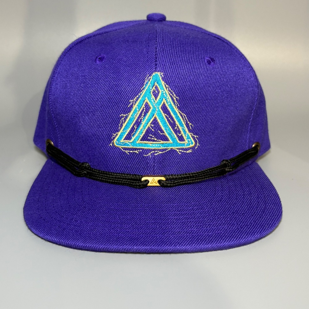 Findlay Hat Purple Mountain Pyramid Flat Brim Snapback‎ Cap Rope Cord Fitted